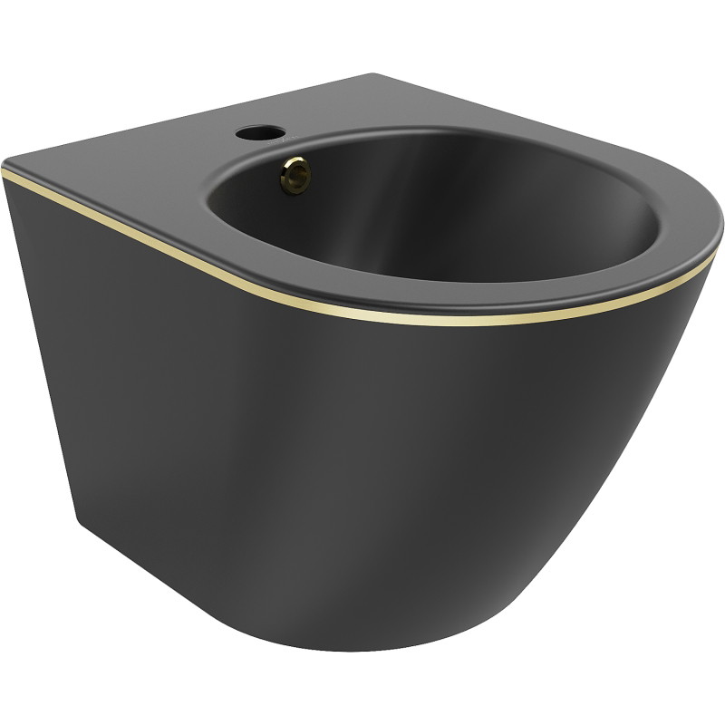 Mexen Lena wall-mounted bidet, matte black/gold line - 35224875
