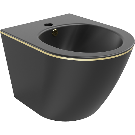 Mexen Lena Wall-Hung Bidet, Matte Black/Gold Line - 35224875