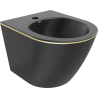 Mexen Lena Wall-Hung Bidet, Matte Black/Gold Line - 35224875