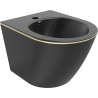 Mexen Lena wall-mounted bidet, black matte/golden line - 35224875