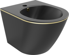 Mexen Lena wall-mounted bidet, black matte/golden line - 35224875