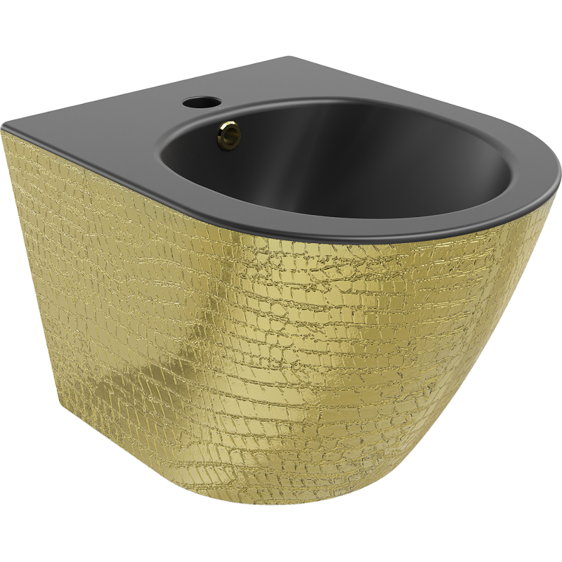 Mexen Lena hanging bidet, matte black/gold scale pattern - 35224878