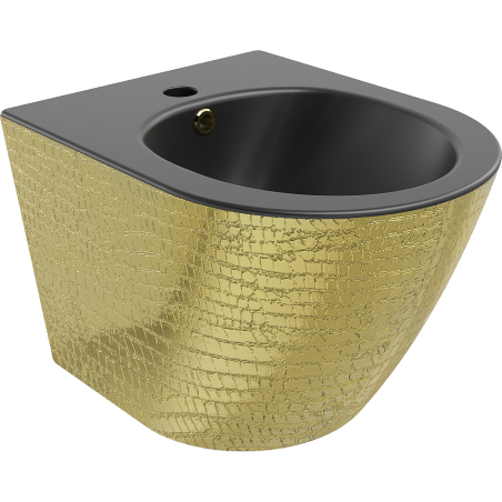 Mexen Lena hanging bidet, matte black/gold scale pattern - 35224878