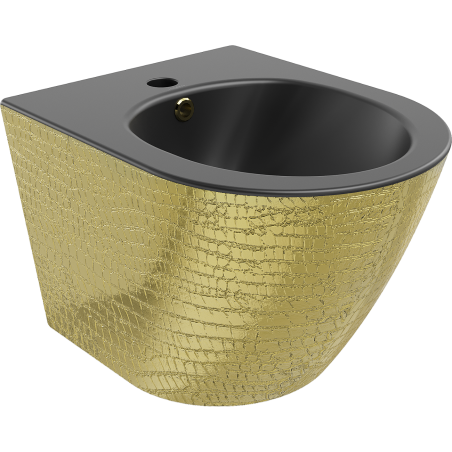 Mexen Lena hanging bidet, matte black/golden scale pattern - 35224878