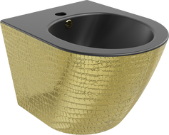 Mexen Lena wall hung bidet, Black matt/Gold scales pattern - 35224878