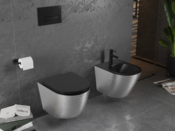 Mexen Lena wall hung bidet, Black matt/Silver line pattern - 35224873
