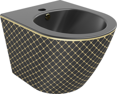 Mexen Lena wall hung bidet, Black matt/Gold checked pattern - 35224879
