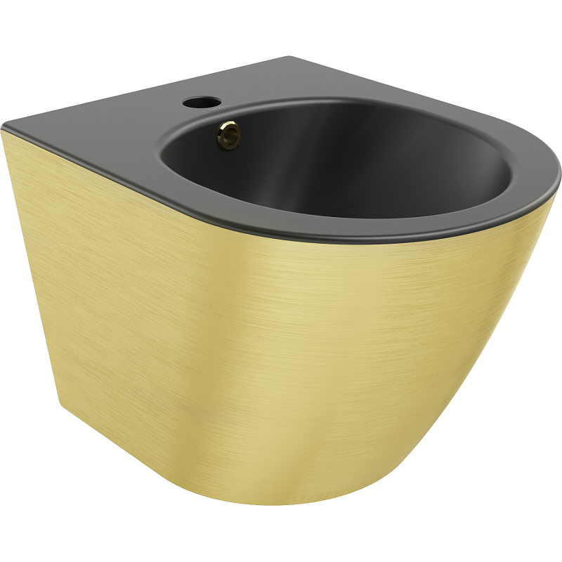 Mexen Lena wall-mounted bidet, matte black/gold line pattern - 35224877