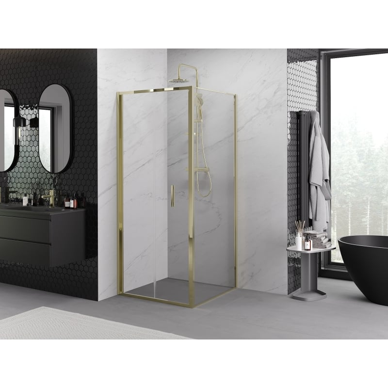 Mexen Exo-F folding shower cabin 110 x 110 cm, transparent, gold - 816-110-110-50-00