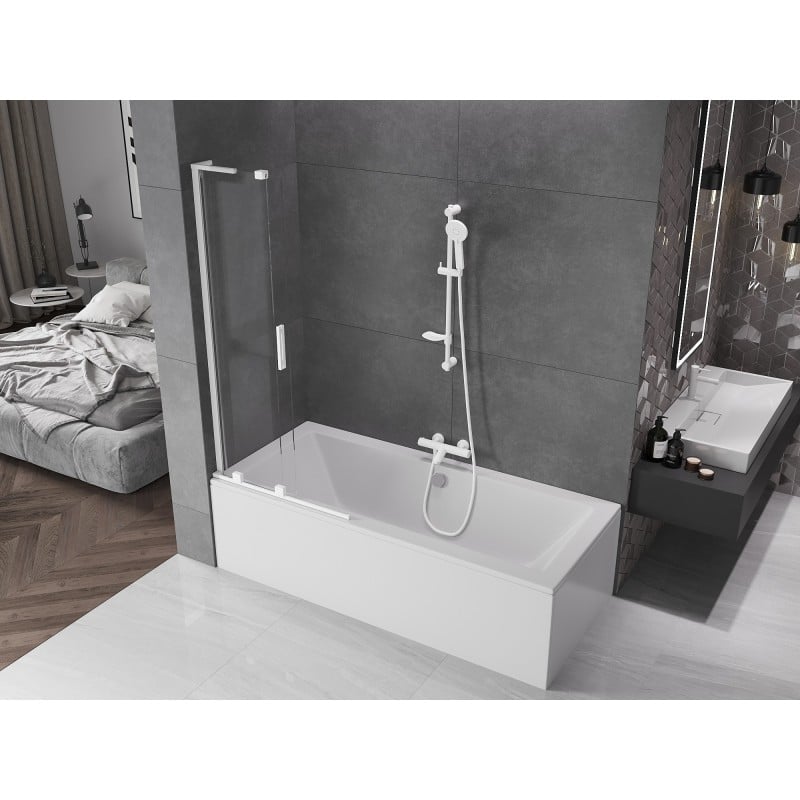 Mexen Velar L 2-panel sliding bath screen 80 x 150 cm, transparent, white - 896-080-003-01-20