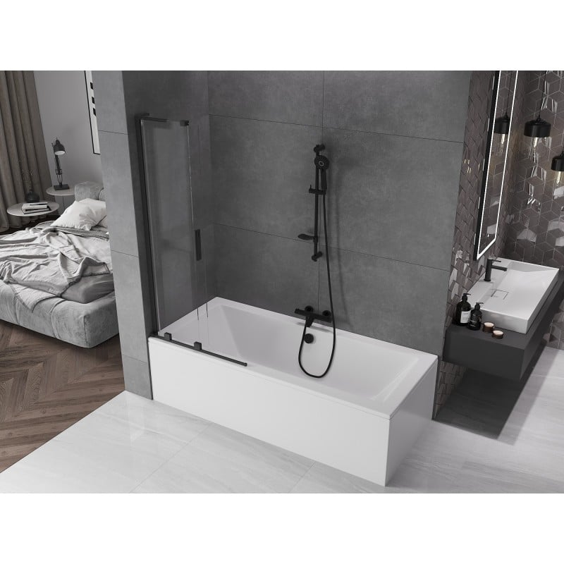 Mexen Velar L 2-wing retractable bath screen 80 x 150 cm, transparent, black - 896-080-003-01-70