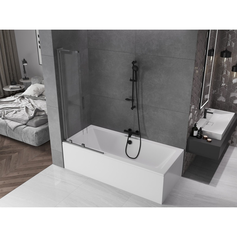 Mexen Velar L 2-wing sliding bathtub screen 80 x 150 cm, transparent, brushed gun gray - 896-080-003-01-66