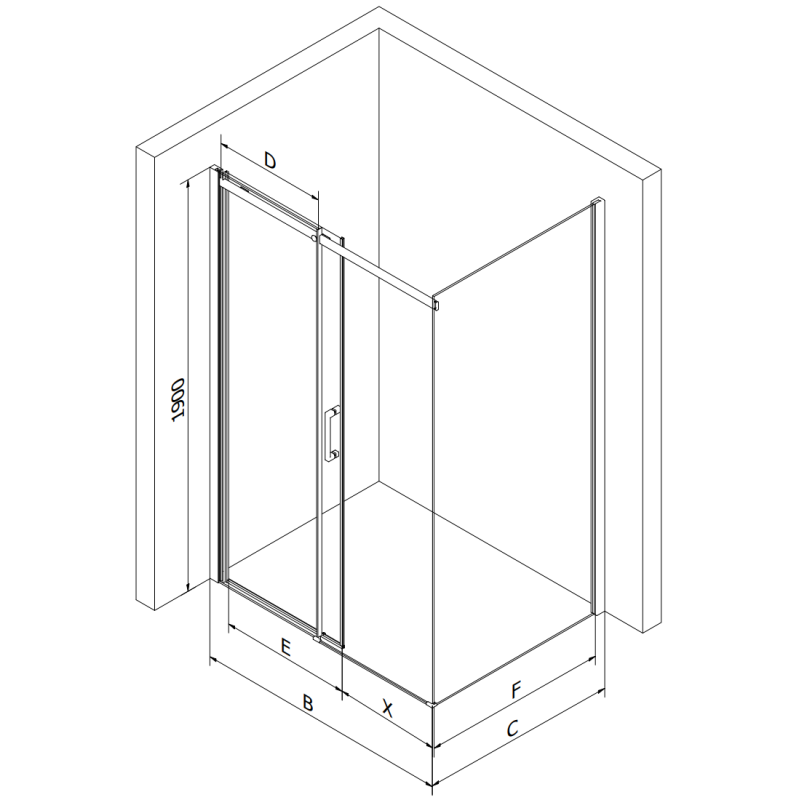 Mexen Omega sliding shower cabin 110 x 100 cm, transparent, black - 825-110-100-70-00