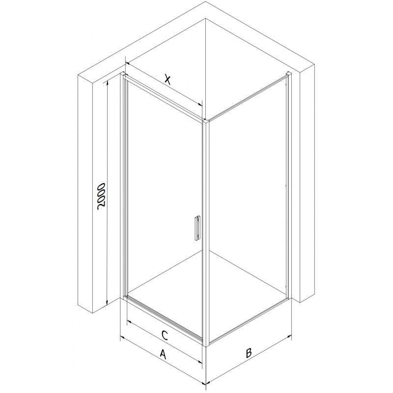 Mexen Exo swing shower cabin 95 x 110 cm, transparent, chrome - 817-095-110-01-00