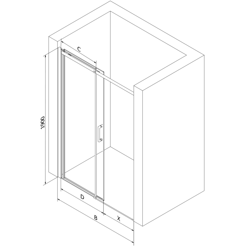 Mexen Omega sliding shower doors 100 cm, transparent, black - 825-100-000-70-00