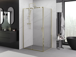 Mexen Exo-R swing shower enclosure 130 x 120 cm, transparent, gold - 819-130-120-50-00