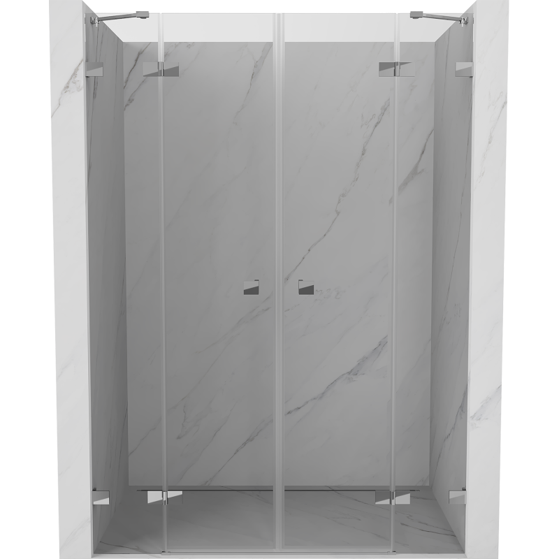 Mexen Lunar Duo 140 cm Hinged Shower Doors, Transparent, Chrome - 834D-140-000-01-00
