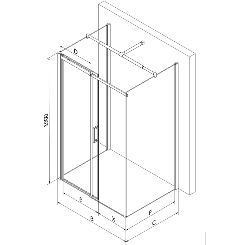 Mexen Omega-3S 3-wall sliding shower cabin 130x90 cm, transparent, chrome + Flat shower tray - 825-130-090-01-00-3s-4010