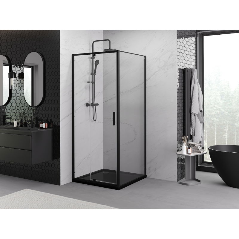 Mexen Exo swing shower cabin 110 x 110 cm, transparent, black - 819-110-110-70-00