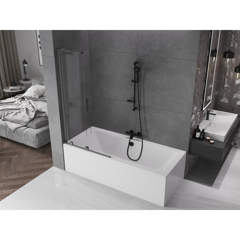 Mexen Velar L 2-panel sliding shower screen 90 x 150 cm, transparent, brushed gun gray - 896-090-003-01-66