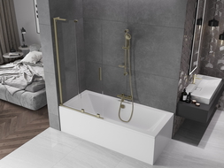 Mexen Velar L sliding bathtub screen 2-panel 90 x 150 cm, transparent, gold - 896-090-003-01-50