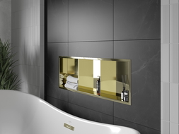 Mexen X-Wall-R shower niche with flange and shelf 90 x 30 cm, Gold - 1950903010S