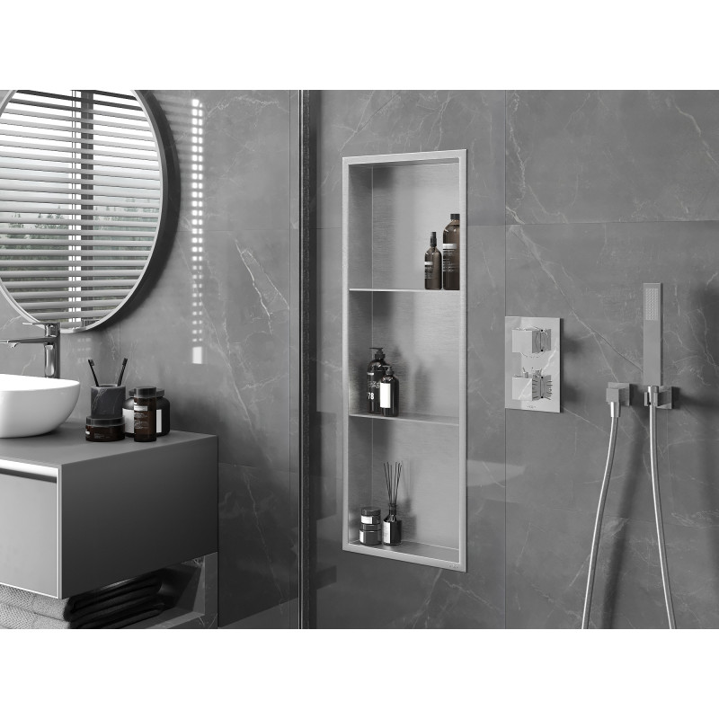 Mexen X-Wall-R niche shelf with flange and shelf 90 x 30 cm, inox - 1910903010S