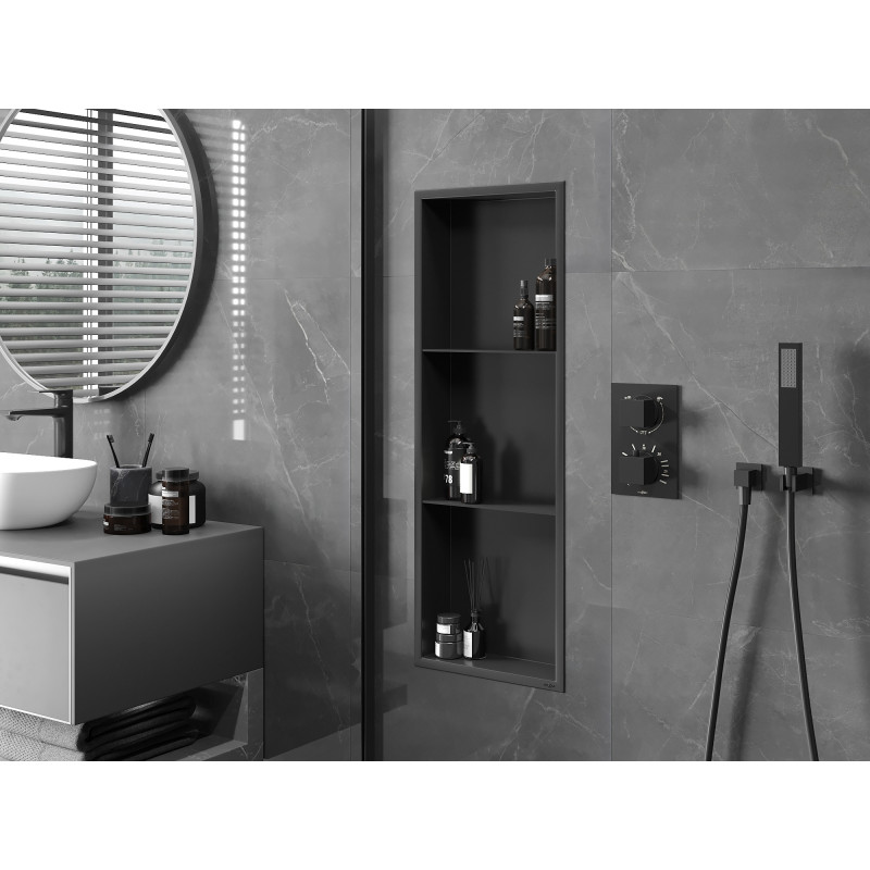 Mexen X-Wall-R niche shelf with flange and shelf 90 x 30 cm, black - 1970903010S