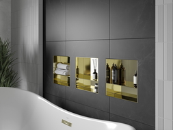 Mexen X-Wall-NR recessed shelf with a flange and shelf 30 x 30 cm, Gold - 1951303010S