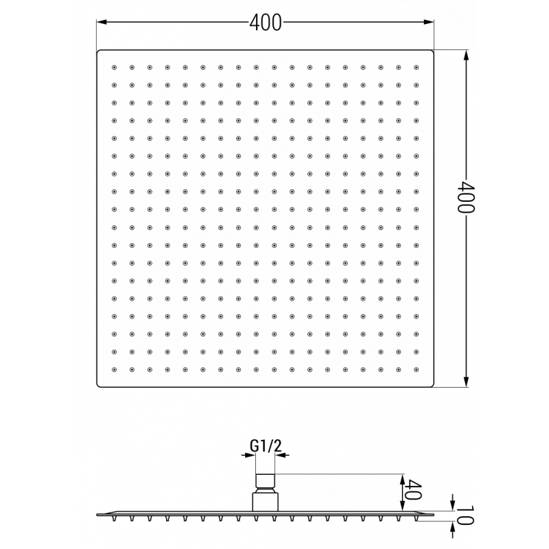 Mexen Slim showerhead 40 x 40 cm, black - 79140-70