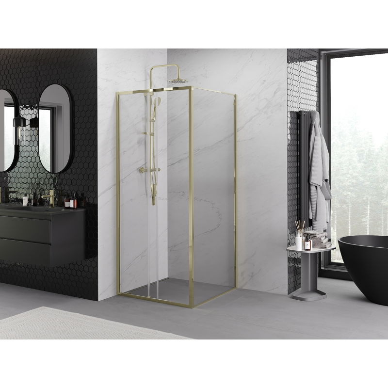 Mexen Exo sliding shower cabin 110 x 110 cm, transparent, gold - 8151-110-110-50-00