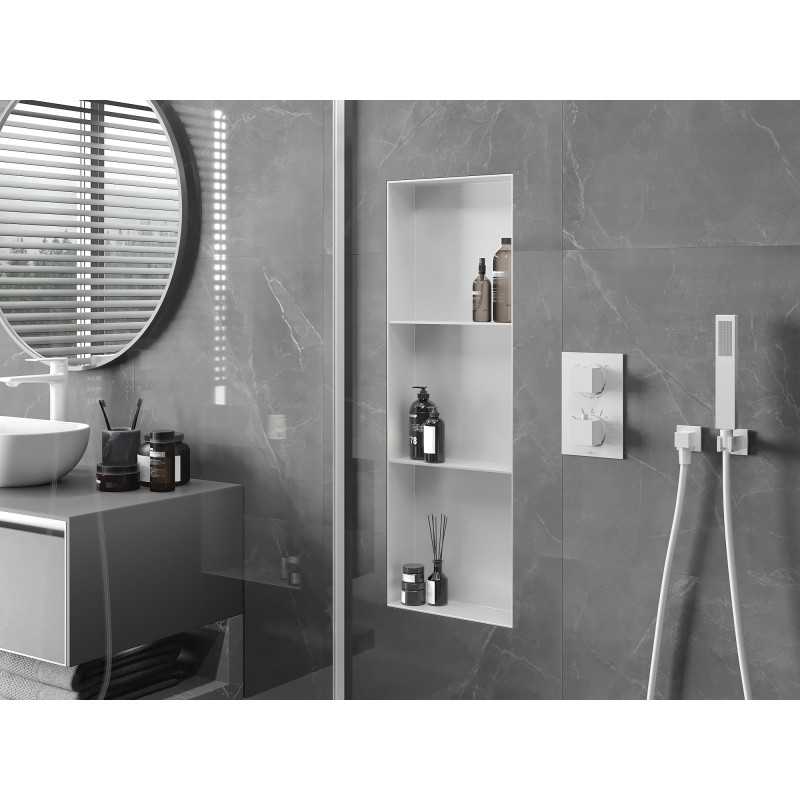 Mexen X-Wall-NR flush-mounted shelf without flange with shelf 90 x 30 cm, white - 1921903010S