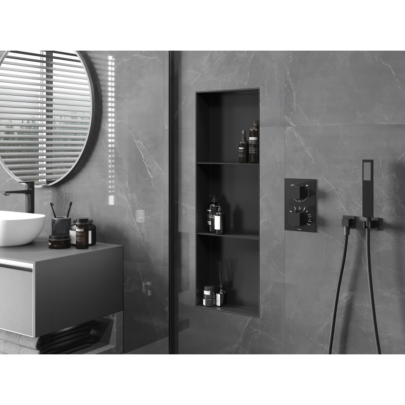 Mexen X-Wall-NR recessed shelf without flange with shelf 90 x 30 cm, black - 1971903010S