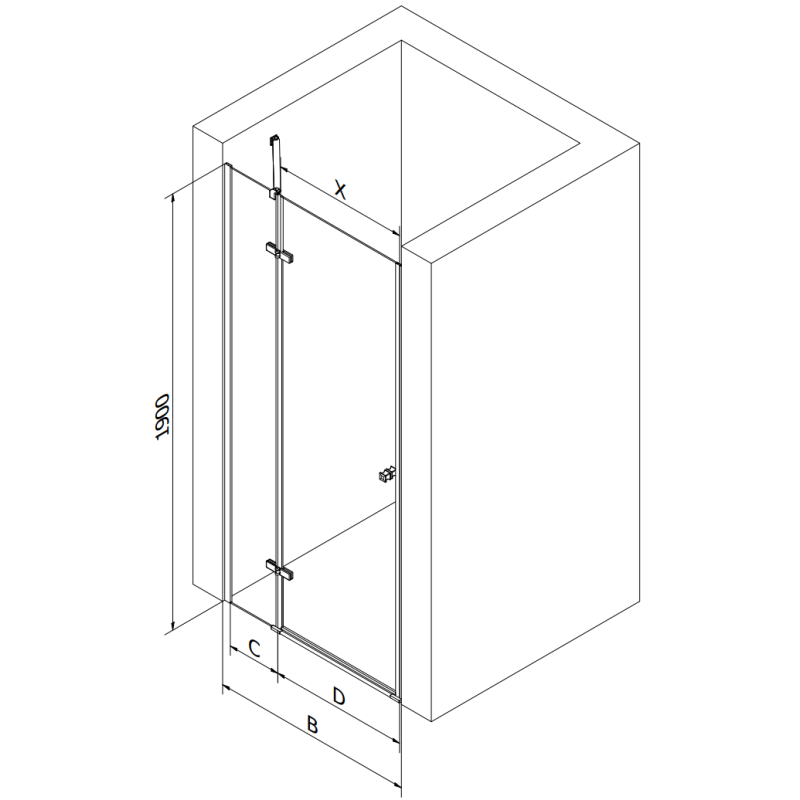 Mexen Roma 70 cm Hinged Shower Door, Transparent, Chrome - 854-070-000-01-00