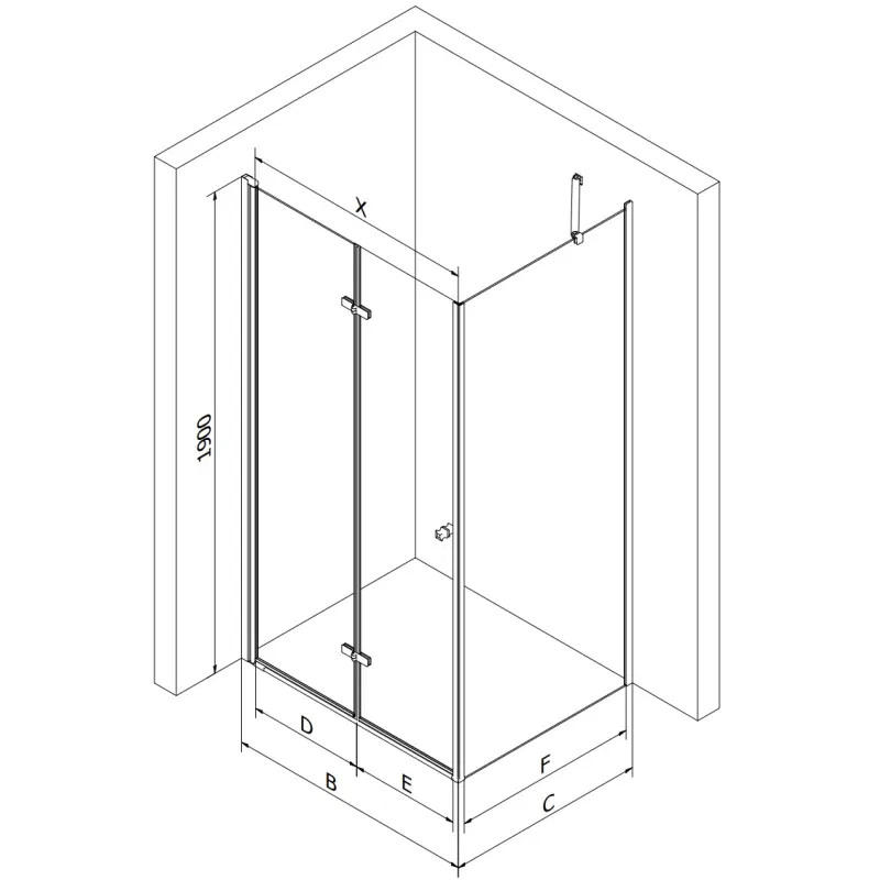 Mexen Lima Folding Shower Enclosure 90 x 90 cm, Transparent, Chrome - 856-090-090-01-00