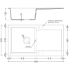 Mexen Leo 1-compartment granite sink with a drip tray 900 x 500 mm, White, siphon Gold - 6501901010-20-G
