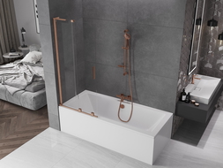 Mexen Velar L 2-panel slide bath screen 85 x 150 cm, transparent, brushed copper - 896-085-003-01-65