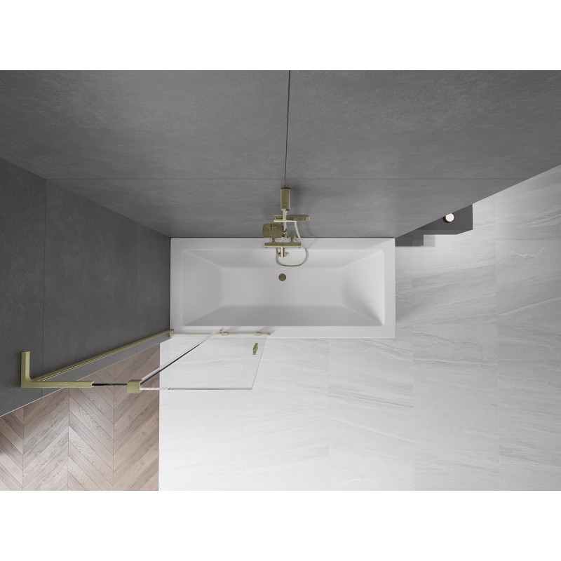 Mexen Velar L 2-panel sliding bathtub screen 85 x 150 cm, transparent, brushed gold - 896-085-003-01-55