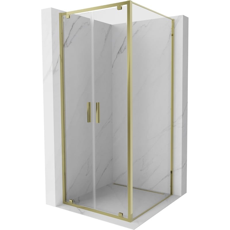 Mexen Exo hinged shower cabin 110 x 110 cm, transparent, gold - 8182-110-110-50-00