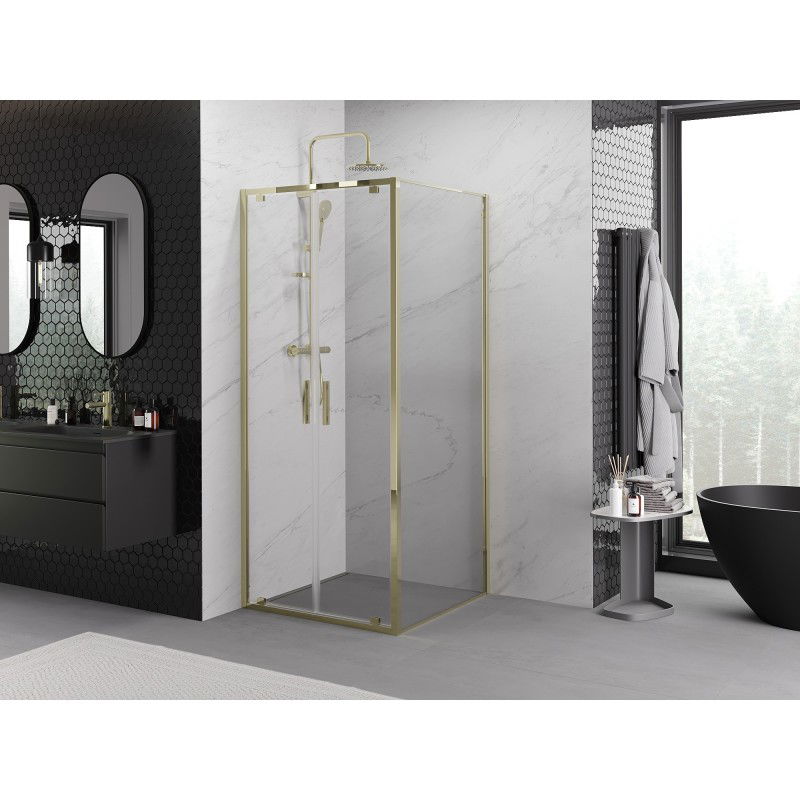 Mexen Exo hinged shower cabin 110 x 110 cm, transparent, gold - 8182-110-110-50-00