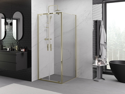 Mexen Exo hinged shower cabin 110 x 110 cm, transparent, gold - 8182-110-110-50-00