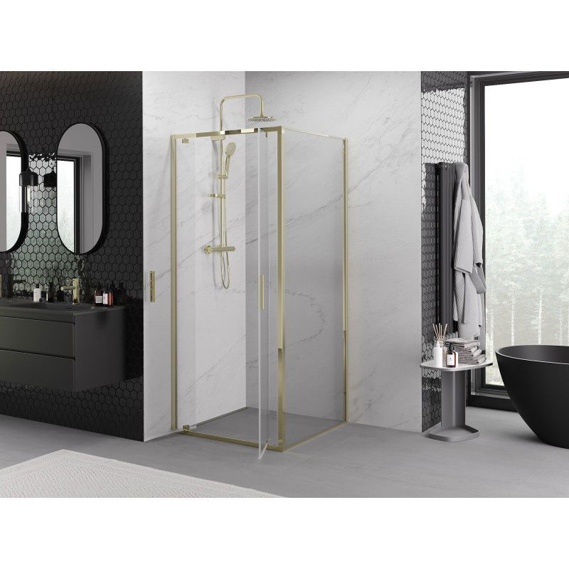 Mexen Exo hinged shower cabin 110 x 110 cm, transparent, gold - 8182-110-110-50-00