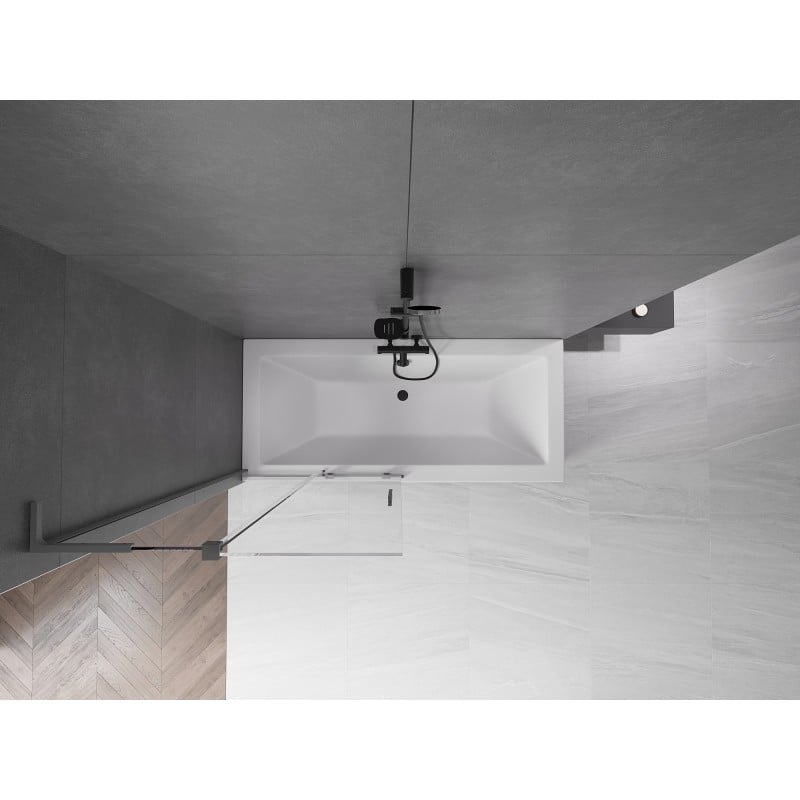 Mexen Velar L 2-wing Sliding Bath Screen 95 x 150 cm, Transparent, Gun Metal - 896-095-003-01-95