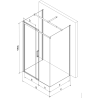 Mexen Omega extendable 3-walled shower cubicle 140 x 80 cm, transparent, Chrome + shower tray Flat - 825-140-080-01-00-3s-4070