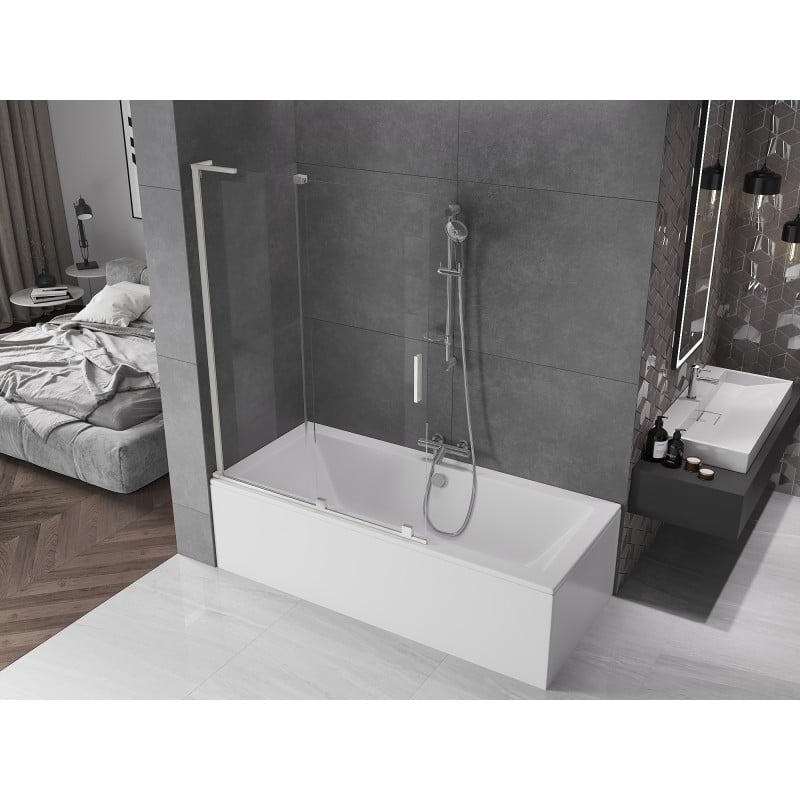 Mexen Velar L 2-panel sliding shower screen 120 x 150 cm, transparent, brushed nickel - 896-120-003-01-97