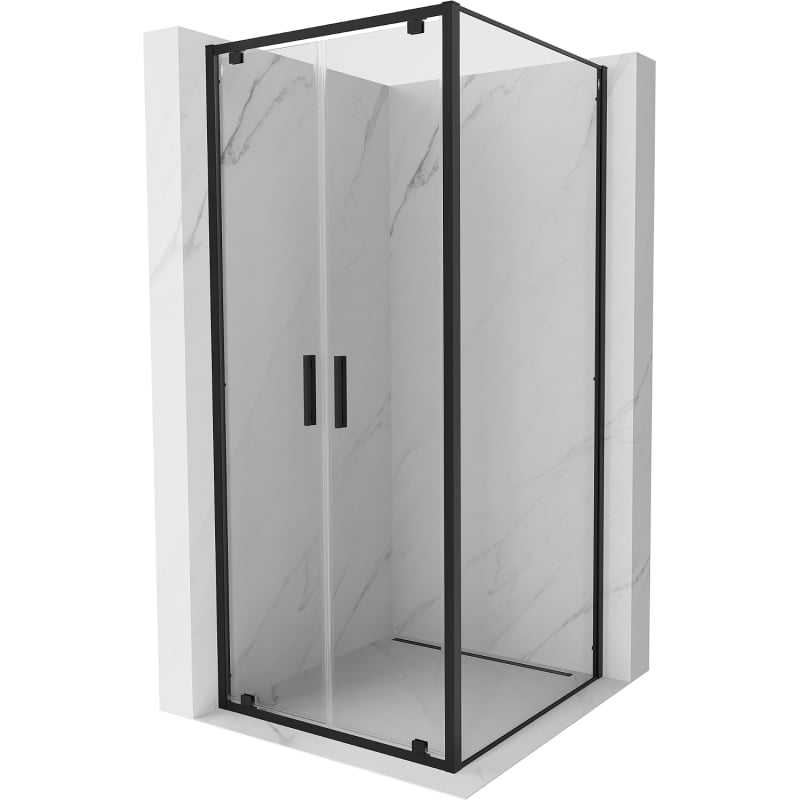 Mexen Exo swinging shower cabin 110 x 110 cm, transparent, black - 8182-110-110-70-00