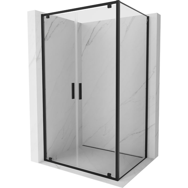 Mexen Exo 120 x 70 cm Hinged Shower Cabin, Transparent, Black - 8182-120-070-70-00