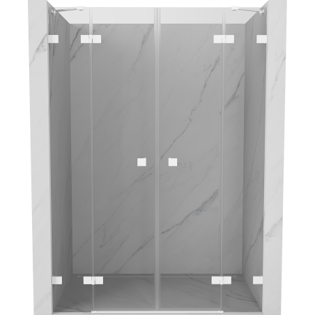 Mexen Lunar Duo 140 cm Hinged Shower Door, Transparent, White - 834D-140-000-20-00