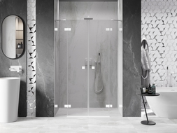 Mexen Lunar Duo Swing Shower Door 150 cm, Transparent, White - 834D-150-000-20-00