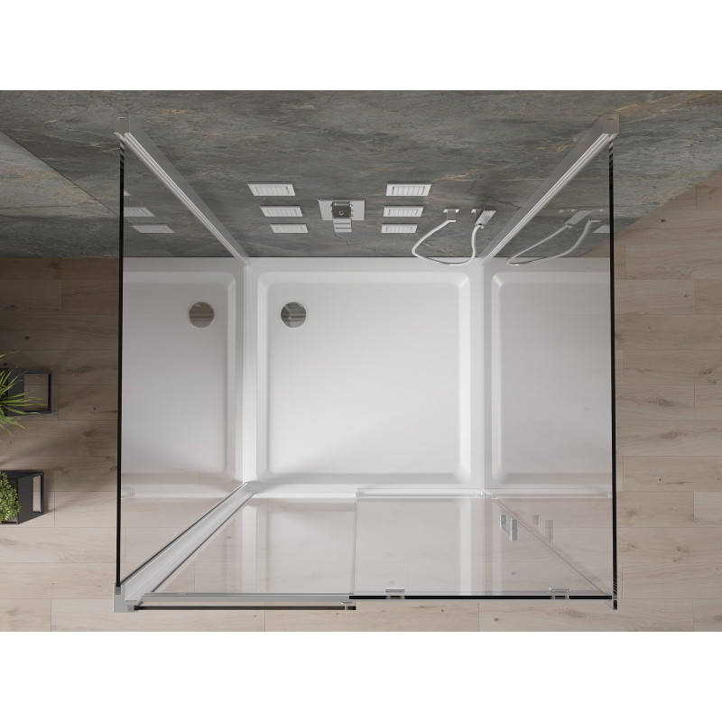 Mexen Omega-3S 3-wall shower cabin, sliding 100x100 cm, transparent, chrome + Flat shower tray - 825-100-100-01-00-3s-4010